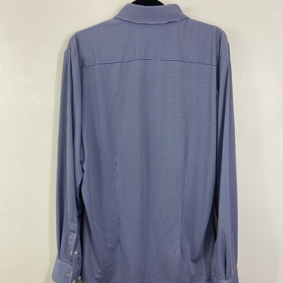 MIZZEN + MAIN Mens Shirt Button Up Lightweight Blue Check Sz L Trim Fit Stretch - Picture 2 of 7